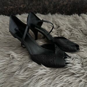 Nine West Black Peep-Toe Heels